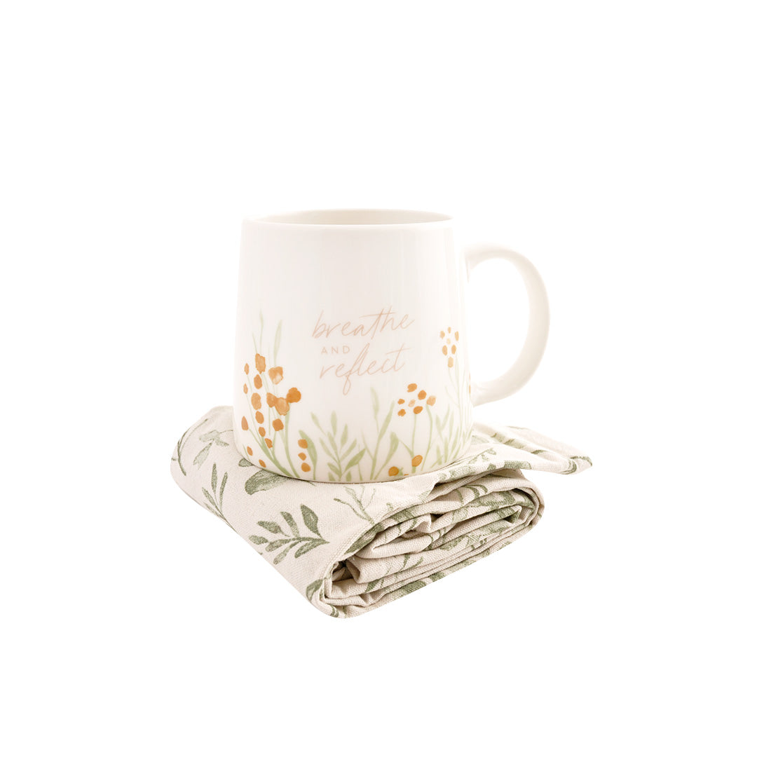 Ceramic Mug & Tea Towel Set - Watercolour
